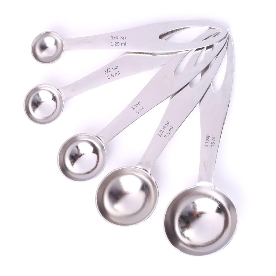 Wonderchef Ambrosia Stainless-Steel Measuring Spoons with 5 Engraved Measurements | 1.25ml, 2.5ml, 5ml. 7.5ml, 15ml | for Dry or Liquid Ingredients | Precise Cooking and Baking | 1-Year Warranty