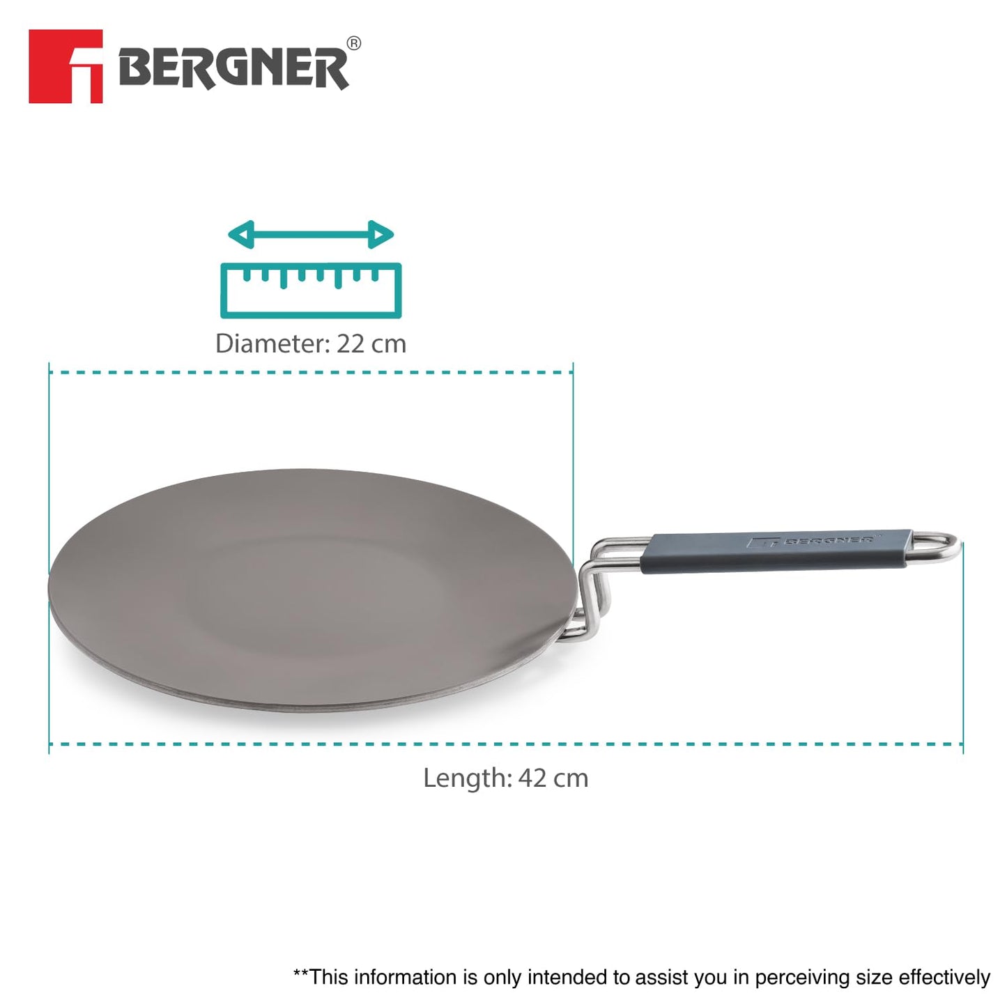 Bergner Triply Argent Ceramic 22cm Roti Tawa - Induction Compatible
