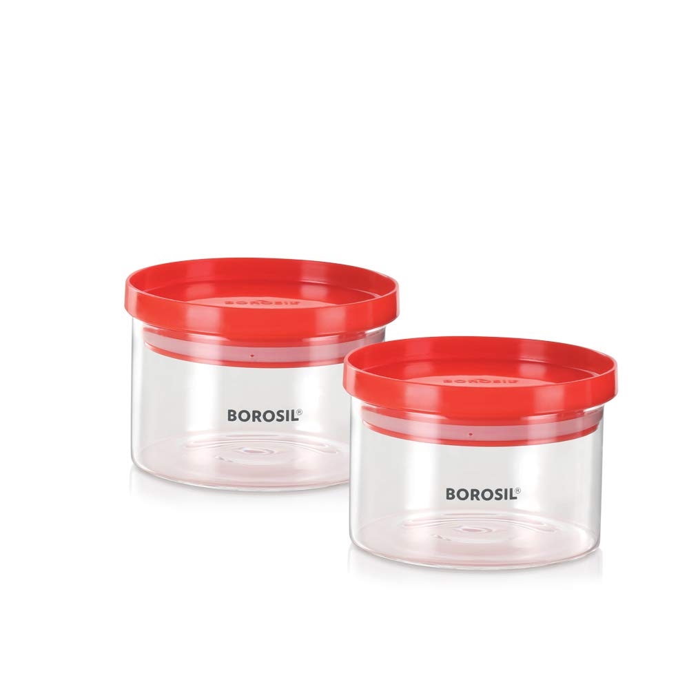 Borosil - Stack N Store Glass Jar with Stackable Lid for Kitchen Storage, Set of 2, 300 ml