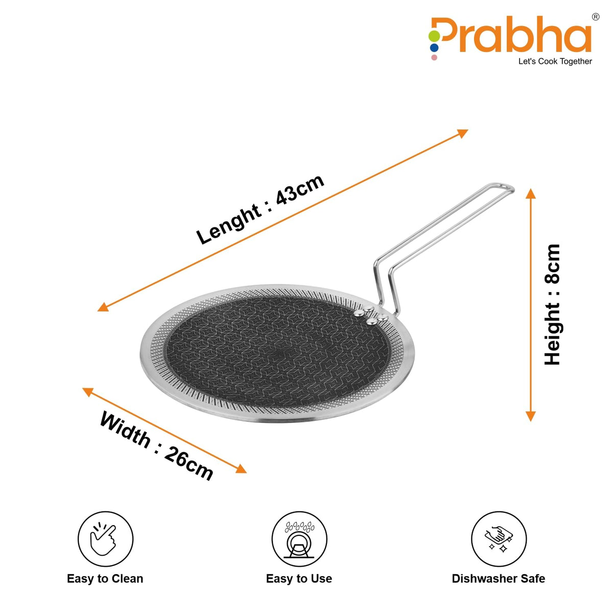 Prabha Tawa For Roti and Dosa 26CM | Hexacube Triply Stainless Steel Roti Tawa Resistant Surface |Induction Stove & Gas Compatible |Even Heat Distribution Home & Kitchen Cookware Pots & Pans Tawas Pan