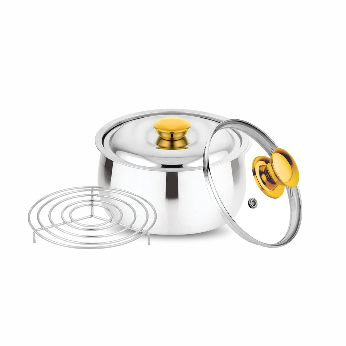 Prabha Casserole With Lid 1000ML | Stainless Steel Casserole for Cooking | Harmony Hot Case Hot Pot, Food Grade | Hotcase Roti, Rice-Gravy-Curry, Silver Hot Box |