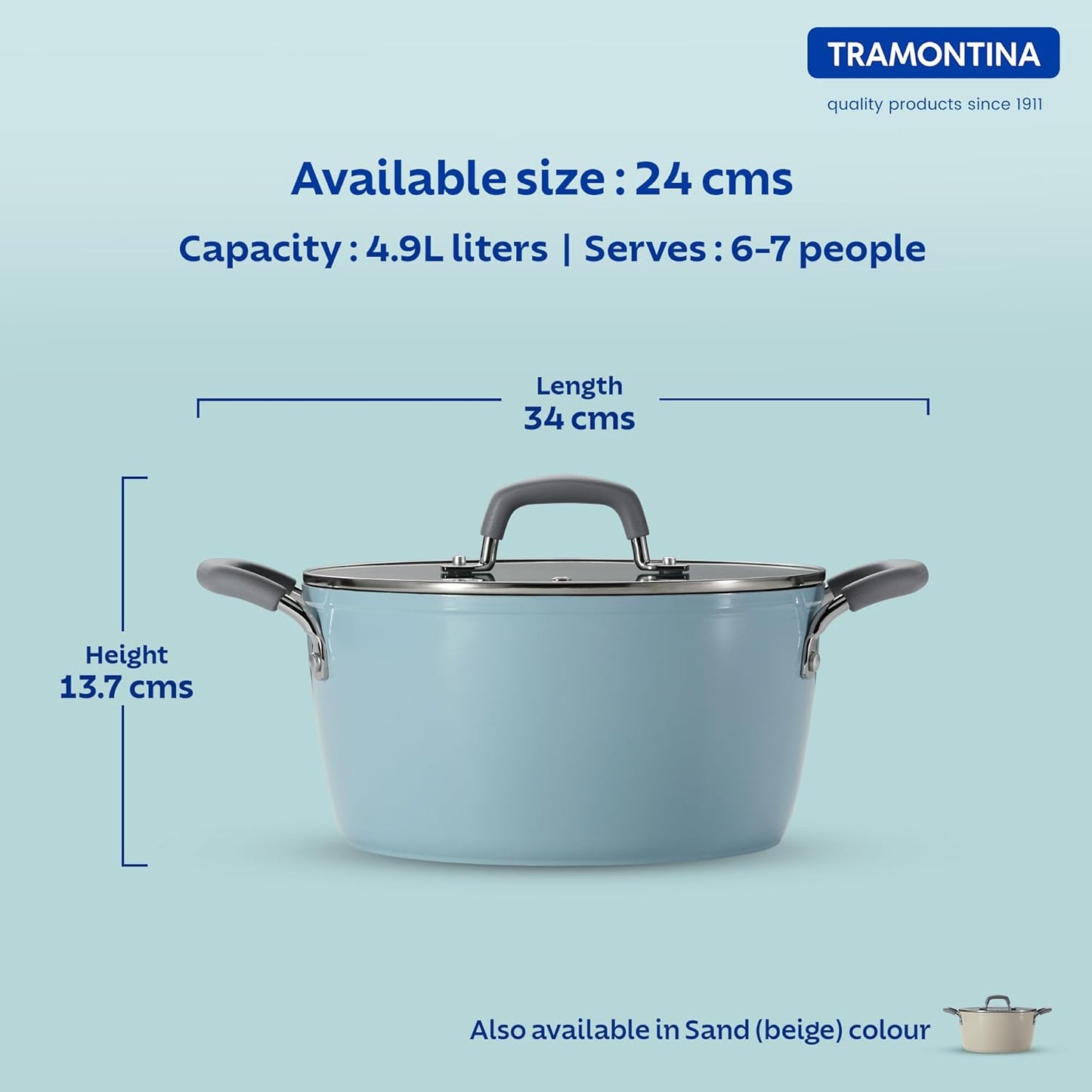 Tramontina Velo 24cm / 4.9L Forged with Ceramic Reinforced Interior Casserole