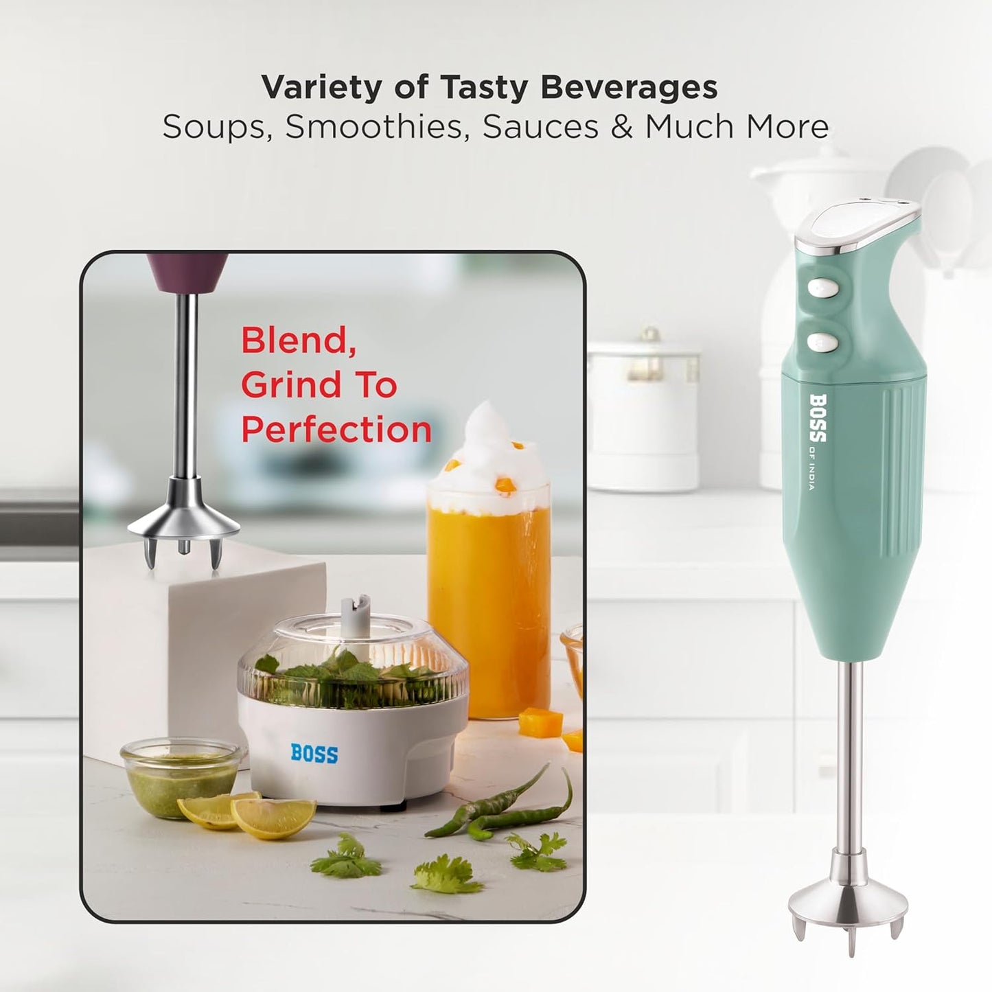BOSS Stainless Steel Big Boss Portable Hand Blender 275 Watts