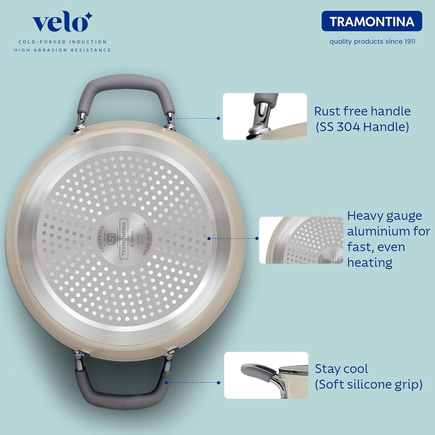 Tramontina Velo 24cm /4.9 L Forged with Ceramic Reinforced Interior Casserole