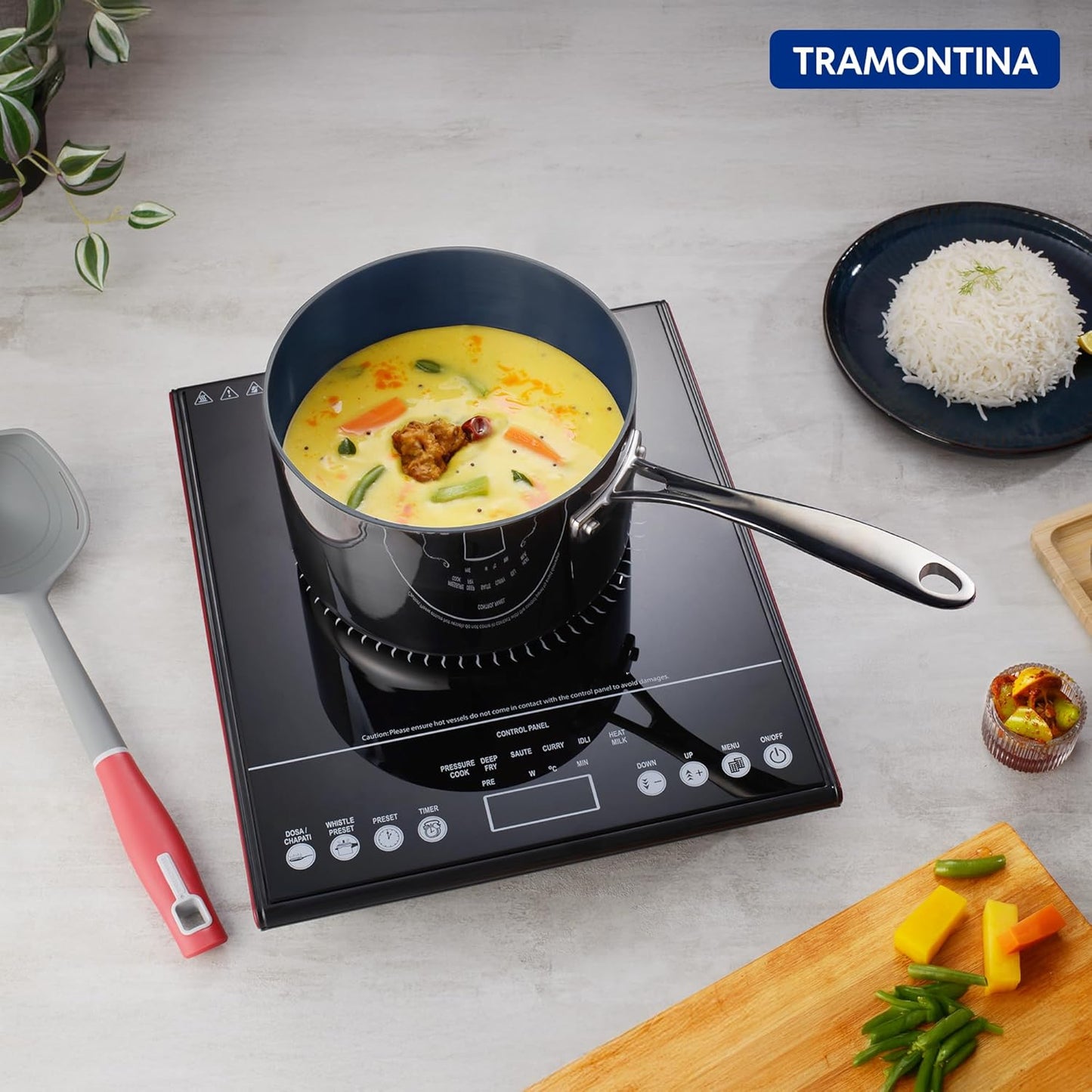 TRAMONTINA Fusao Healthy Triply Ceramic 16cm / 2.1L Sauce Pan EX+ with SS 304 lid