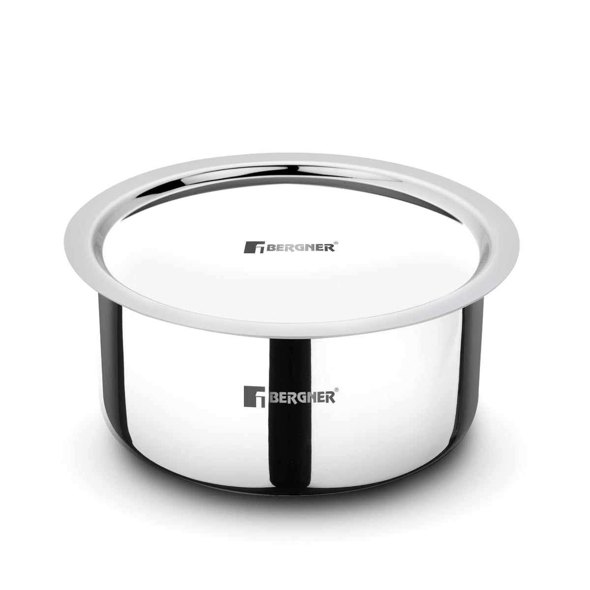 Bergner Argent Triply 12cm (800ml) Tope with Stainless Steel Lid, Small Patila/Topia/Bhagona, Even Heat Distribution, Consumes Less Oil, Healthy Cooking, Easy to Clean - Induction and Gas Stove Ready