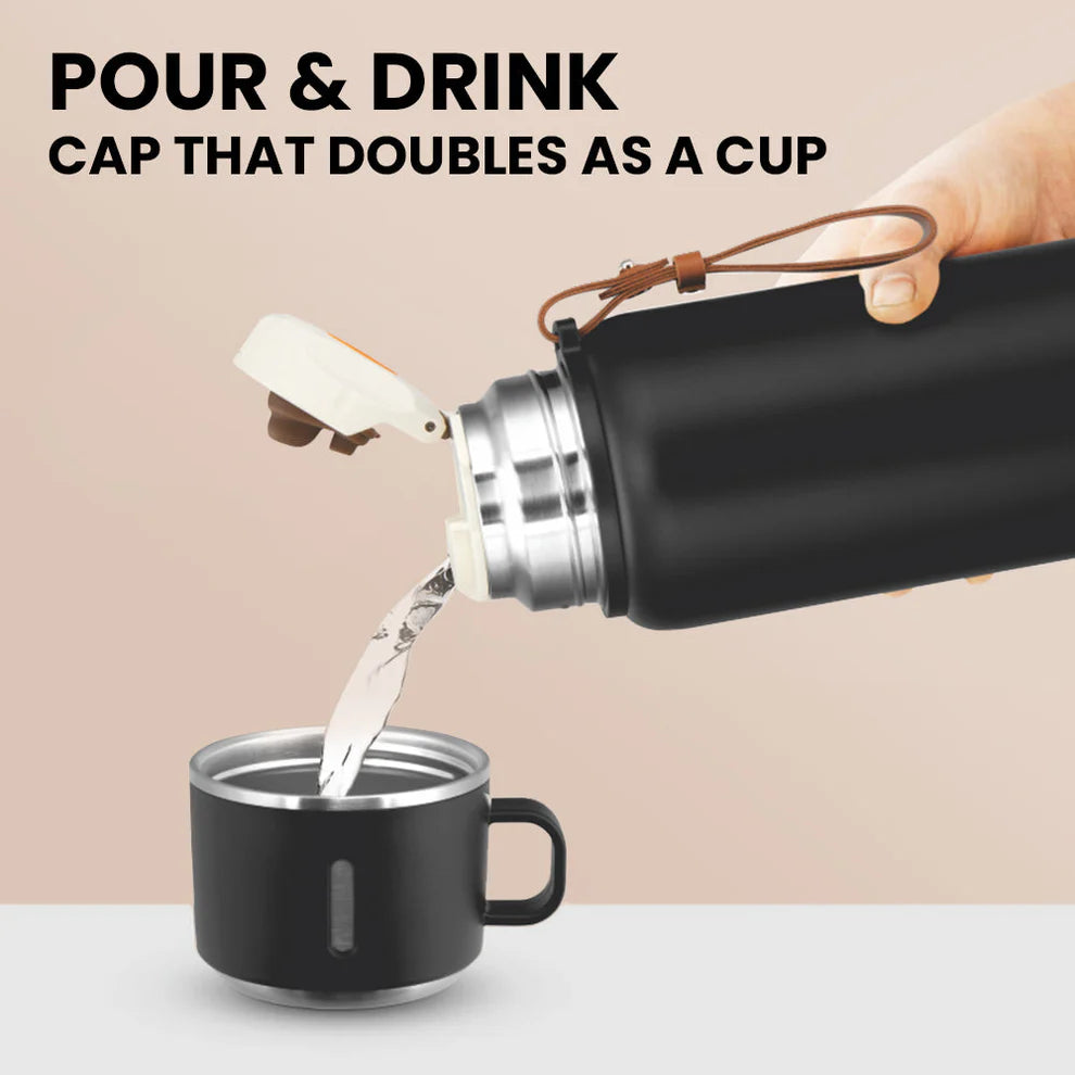 Borosil Cruise Double Wall Bottle,900ml Black