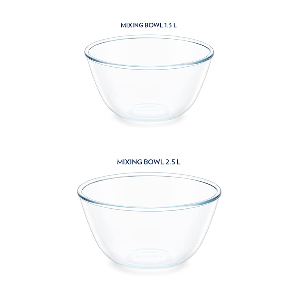 Borosil Glass Solid Mixing & Serving Bowls With Lids, Oven & Microwave Safe  Bowl, Set Of 2 (900 Ml, 900 Ml), Borosilicate Glass, Clear