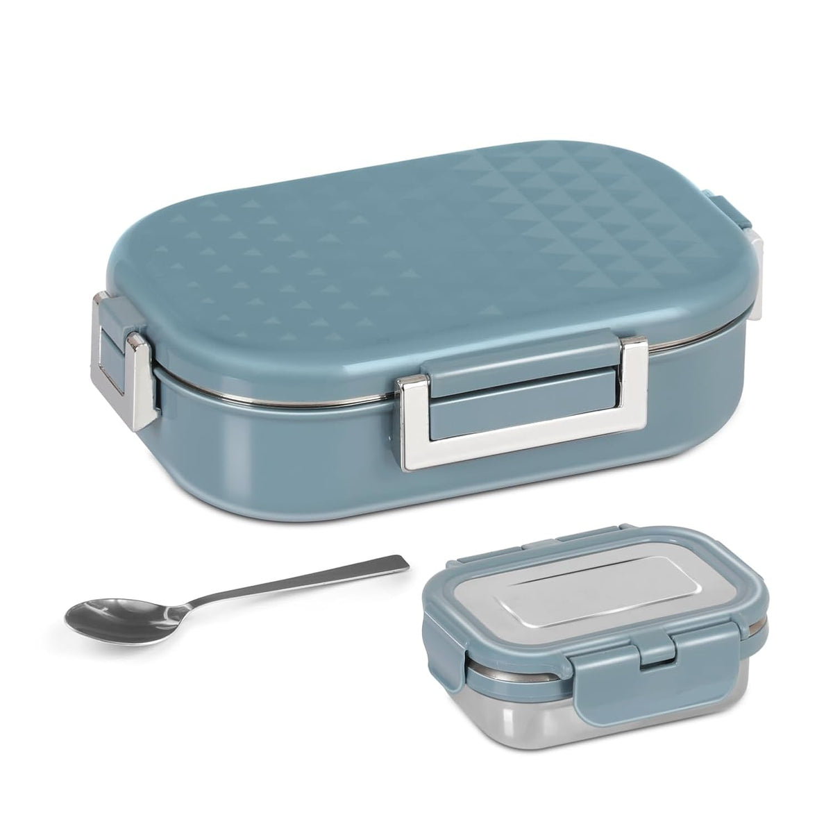 JAYPEE Snapsteel Inner Stainless Steel Insulated Lunch Box Blue, 650 ml, Airtight Tiffin Box for School Kids | Spillproof with Silicon Seal | Food Grade | BPA Free