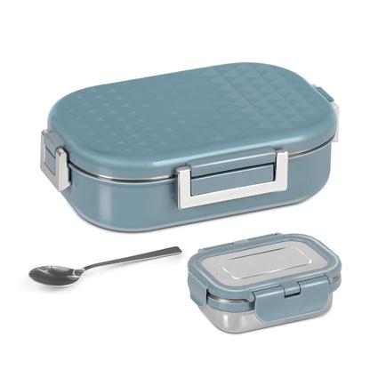 JAYPEE Snapsteel Inner Stainless Steel Insulated Lunch Box Blue, 650 ml, Airtight Tiffin Box for School Kids | Spillproof with Silicon Seal | Food Grade | BPA Free