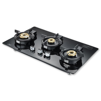 Prestige Svachh Efficia Hob 03 AI (with Toughened Glass Top Multi Spark Ignition System & 3 Brass Burners)