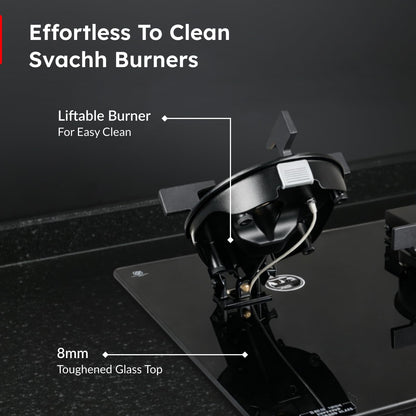 Prestige Svachh Efficia Hob 03 AI (with Toughened Glass Top Multi Spark Ignition System & 3 Brass Burners)