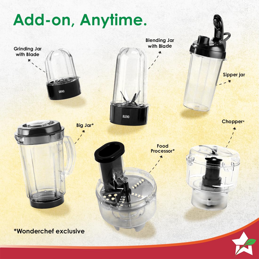 Wonderchef Nutri-blend 500W Mixer Grinder, 22000 RPM Motor, Smoothie Maker, Masala Grinder, Chutney Blender, 3 Unbreakable Jars, Recipe Book by Chef Sanjeev Kapoor, 2 Yr Warranty, Black