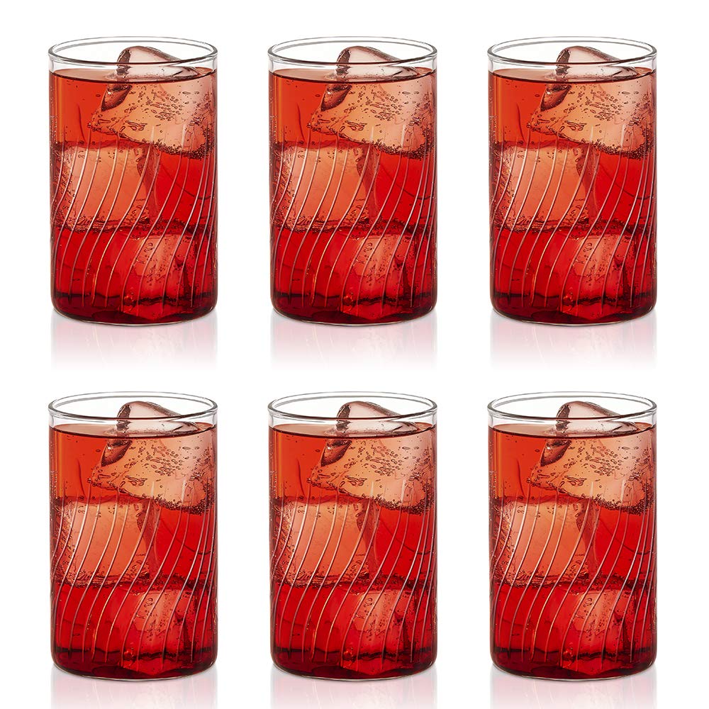Borosil Vision Cascade Cut 295ml Set of 6 pcs Transparent Drinking Glass | Borosilicate Glass Tumblers for Water, Cold Drinks, Juice| Flame Proof, Microwave & Dishwasher Safe | For Daily use & Gifting