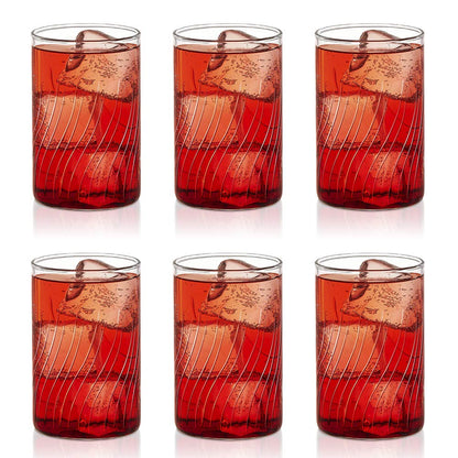 Borosil Vision Cascade Cut 295ml Set of 6 pcs Transparent Drinking Glass | Borosilicate Glass Tumblers for Water, Cold Drinks, Juice| Flame Proof, Microwave & Dishwasher Safe | For Daily use & Gifting