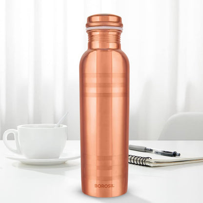 Borosil Chakra Copper Water Bottle, 100% Copper, Leak-Proof, For Everyday Use, 1 L, Bronze, 950 Milliliters