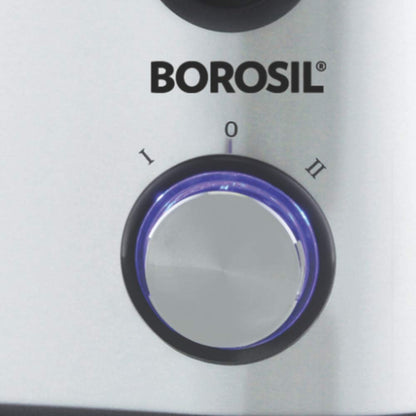 Borosil Primus Juicer, 800 W, Stainless Steel Centrifugal Juicer, 1.1 L Juicer Jug with 2.5 L Pulp Collector, 85 mm Feed Chute, Silver