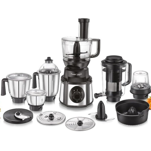 Prestige Endura Pro 1000 Watt Multi Functional Mixer Grinder | Heavy-Duty Ball Bearing Copper Motor | 6 Jars with Food Processing Attachments | 14 Functions in One | 5Y Motor Warranty