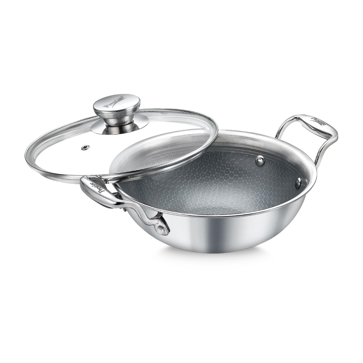 Prestige TRIPLY HexaMagic Ceramic Kadai 24cm/2.7L | Durable Honeycomb Structure | PFOA & PFAS Free | Healthy Eating | Gas & Induction Compatible | 15Y Product & 3Y Coating Warranty| ISI Certified