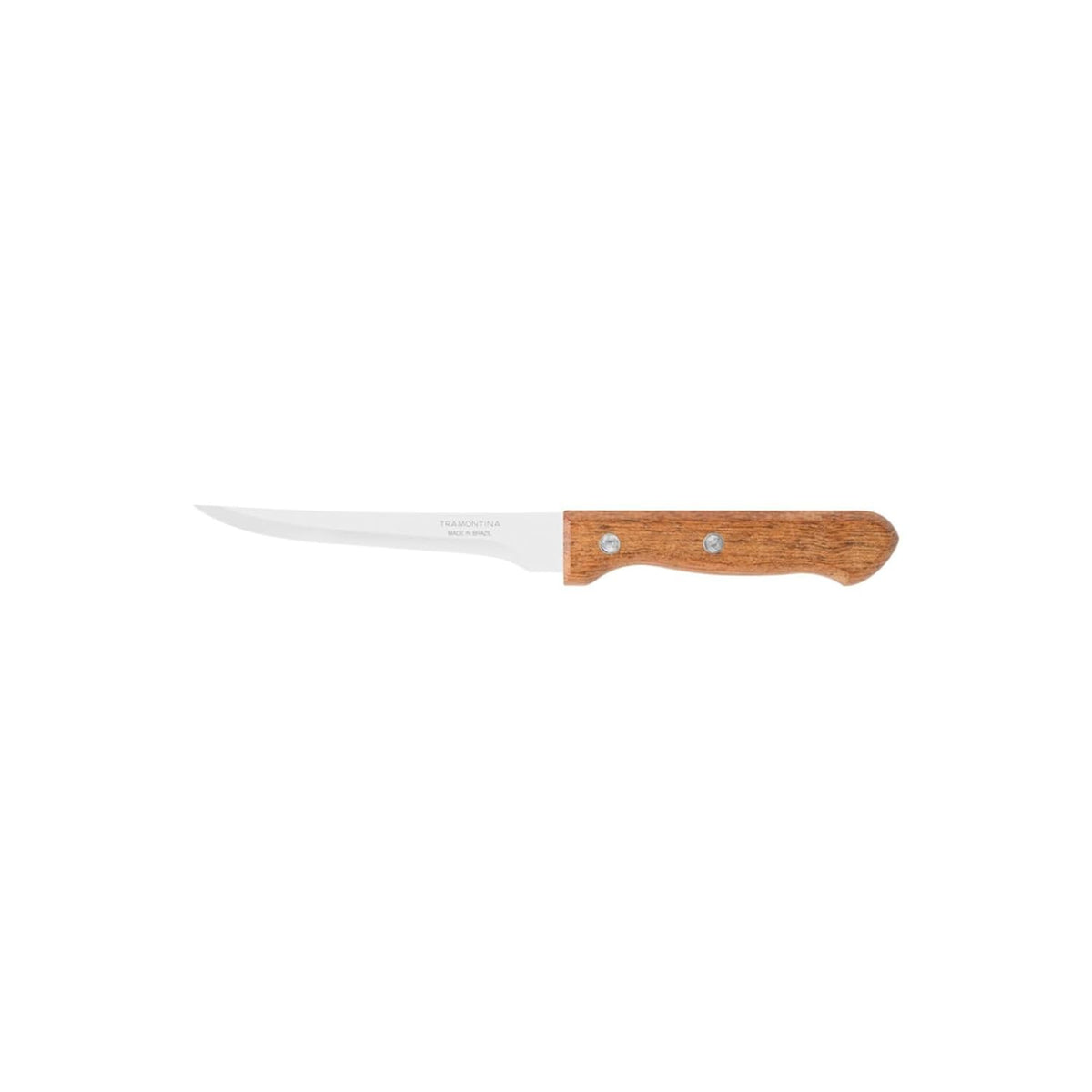 TRAMONTINA Dynamic 12 cm Boning Knife, Heat-Treated Stainless Steel Blade, Professional Meat & Poultry Knife, Natural Wood Handle with Aluminum Rivets, High Cutting Power.