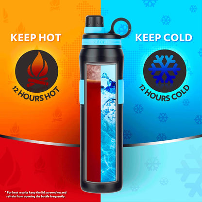 Borosil Hydra Thirst Burst Arctic 800 ml Stainless Steel Water Bottle | Double Wall Vacuum Insulated Flask | 12 Hours Hot & Cold | Ideal for Personal & Corporate Gifting | 1 Year Warranty