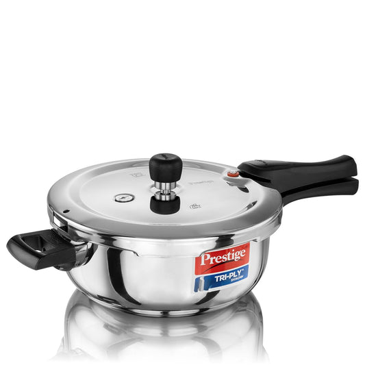 Prestige 3.5 Litre Triply Svachh Outerlid Pressure Cooker|Deep lid for spillage control|Gas & Induction Compatible|Triply body for even heating|Gasket Release System|5 Years warranty|ISI certified
