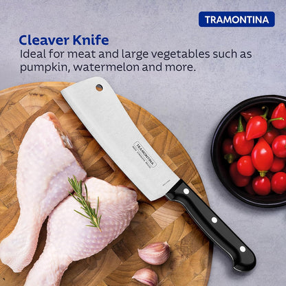 TRAMONTINA Ultraacorte 15.2cm / 6" Cleaver Knife | Stainless Steel Blade | Big Kitchen Knife for Large Vegetables/Fish | Straight/Plain Edge | Polypropylene Handle | 5 Year Warranty