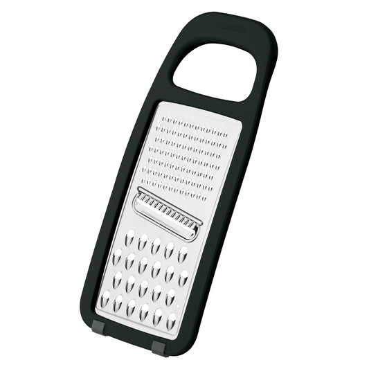 Tramontina Utilitá stainless steel grater with polypropylene handle and non-slip rubber base in black
