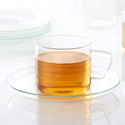 Borosil Radius 6pc Cup and Saucer Set | Borosilicate Glass Tea/Coffee Cup (170ml x 6 Each) | Microwave Safe, Scratch Resistance, Lightweight | for Chai, Green Tea, Milk | Transparent