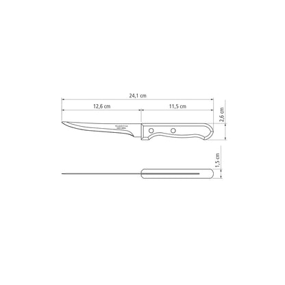 TRAMONTINA Dynamic 12 cm Boning Knife, Heat-Treated Stainless Steel Blade, Professional Meat & Poultry Knife, Natural Wood Handle with Aluminum Rivets, High Cutting Power.