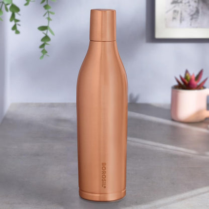 Borosil 800 ml Gemini Copper Bottle, 100% Pure Copper, BPA Free & Leakproof with Anti-Oxidant Properties of Copper Bottle for Home, School & Office
