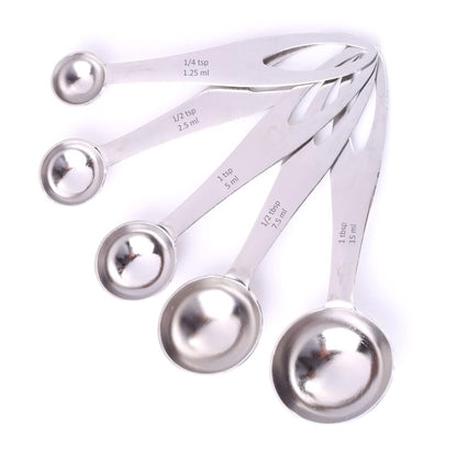Wonderchef Ambrosia Stainless-Steel Measuring Spoons with 5 Engraved Measurements | 1.25ml, 2.5ml, 5ml. 7.5ml, 15ml | for Dry or Liquid Ingredients | Precise Cooking and Baking | 1-Year Warranty