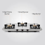 Glen 3 Burner Ultra Tuff Stainless Steel Gas Stove with Forged Brass Burner - Manual  (1053 UT SS 73)