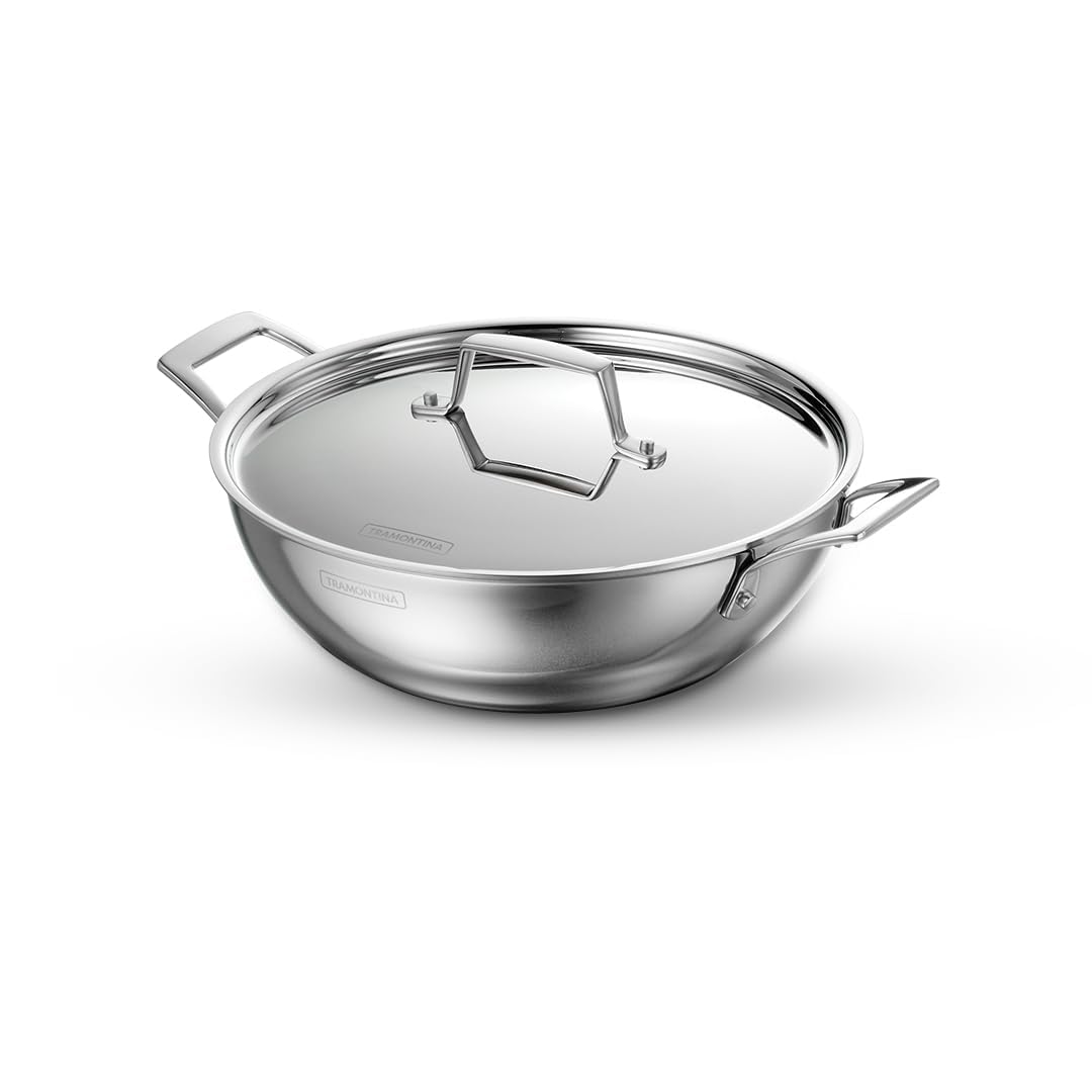 TRAMONTINA Aeion Triply 18 CM / 1.2L Stainless Steel Kadai with Lid