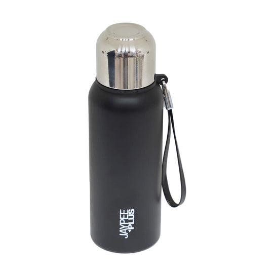 Jaypee Plus Quebec 304 Stainless Steel Double Wall Thermosteel Vaccum Insulated 24 Hours Hot and Cold Water Bottle |Leakproof Flask|Ideal for School, Office & Travel - 700 ml, (Black)
