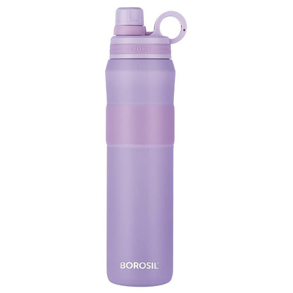 Borosil Hydra Thirst Burst Lavender 800 ml Stainless Steel Water Bottle | Double Wall Vacuum Insulated Flask | 12 Hours Hot & Cold | Ideal for Personal & Corporate Gifting | 1 Year Warranty