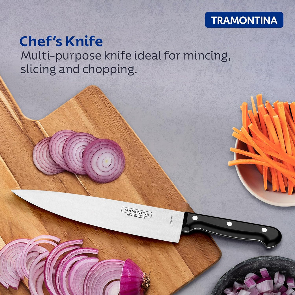 TRAMONTINA Ultracorte 15cm / 5.9" Chef Knife | Stainless Steel Blade Kitchen Knife | Chopping/Vegetable Knife | Plain/Straight Edge | Polypropylene Handle | Made in Brazil | 5 Year Warranty