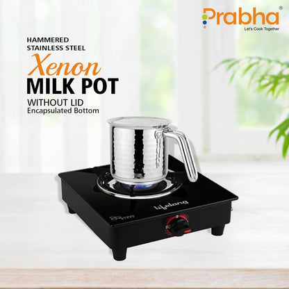 Prabha Xenon IB Milk Pot Hammered | 11cm | 1L | Stove & Induction Cookware | Heat Surround Cooking | Hammered Milk Pot | Sauce Pan, Tea Pan, Egg Boiler, Water Boiler with Handle