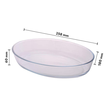 Borosil Baking & Serving Oval Shape Dish | Borosilicate Glass Bakeware and Serveware Tray | Microwave, Oven & Dishwasher Safe Bowl | Transparent Container (1.6L)