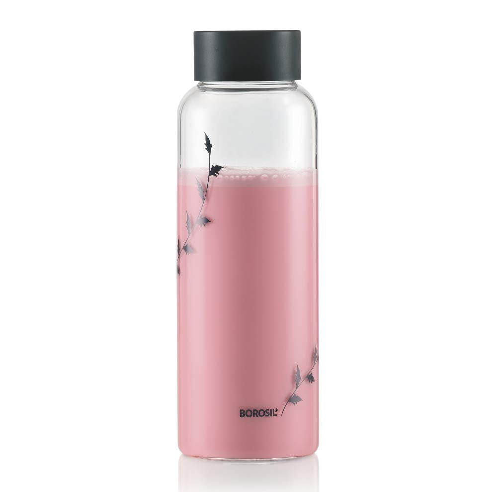 Borosil Crysto Krip Glass Water Bottle, 1 L, Transparent