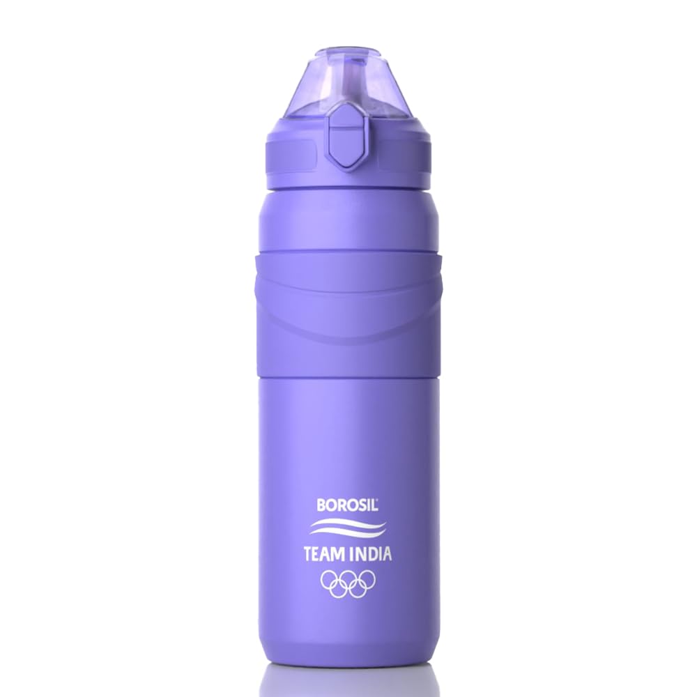 Borosil Hydra Adventure Veri Peri 560 ml Stainless Steel Kids Water Bottle | Double Wall Vacuum Insulated Thermo Flask | 8 hrs Hot & Cold | Leakproof, Sipper | Bottle for Gym, Office, School | Purple