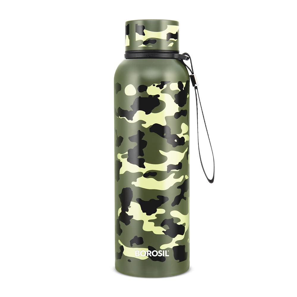 Borosil 700 ml Trek Stainless Steel Water Bottle, 20 Hrs Hot & 24 Hrs Cold