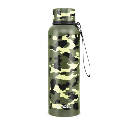Borosil 700 ml Trek Stainless Steel Water Bottle, 20 Hrs Hot & 24 Hrs Cold