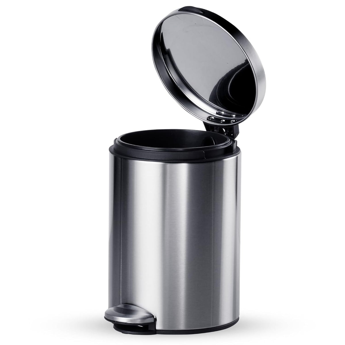 TRAMONTINA 5 Litre Stainless Steel Step Dustbin | Fingerprint-Resistant Finish | Soft-Close Lid | Removable Inner Bucket | Round Trash Can for Home, Office & Hospitality