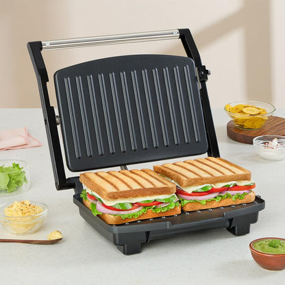 Borosil Elite Prime 1000W Grill Sandwich Maker, Makes 2 Sandwiches, Silver