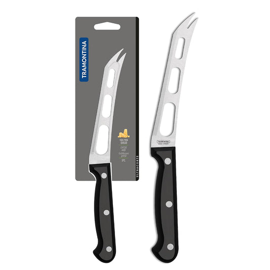 TRAMONTINA Ultracorte 15cm / 5.9" Cheese Knife | Three-Hole Stainless Steel Blade | Straight/Plain Edge | Two Spoke Tip | Antimicrobial Polypropylene Handle | Made in Brazil | 5 Year Warranty