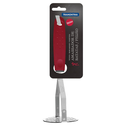 Tramontina Utilita Stainless-Steel Potato Masher – Red Polypropylene Handle – Ideal for Mashing Potatoes, Sweet Potatoes, Pumpkin, Avocado & More