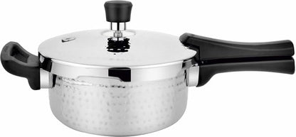 Prabha Stainless Steel Pressure Cooker 3.5 Litres Outer Lid | Tri-Ply Whizz Hammered Cooker | Kitchen Cookware Pots & Pans | ISI Certified | Fast & Safe Healthy Cooking | Gas & Induction