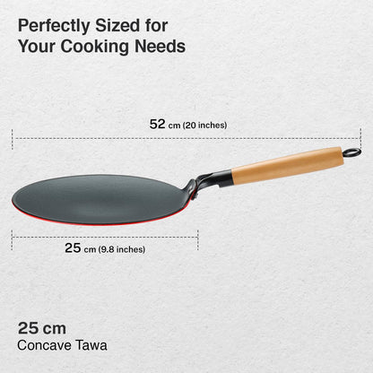 Prestige Castlite Enamel Coated Lightweight Cast Iron Concave Tawa 25cm | High Heat Retention, Rust-Proof | Gas & Induction Compatible | Low-Oil Cooking | Stay-Cool Handle | Easy Clean | 15Y Warranty