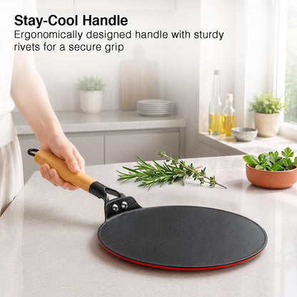 Prestige Castlite Enamel Coated Lightweight Cast Iron Concave Tawa 25cm | High Heat Retention, Rust-Proof | Gas & Induction Compatible | Low-Oil Cooking | Stay-Cool Handle | Easy Clean | 15Y Warranty